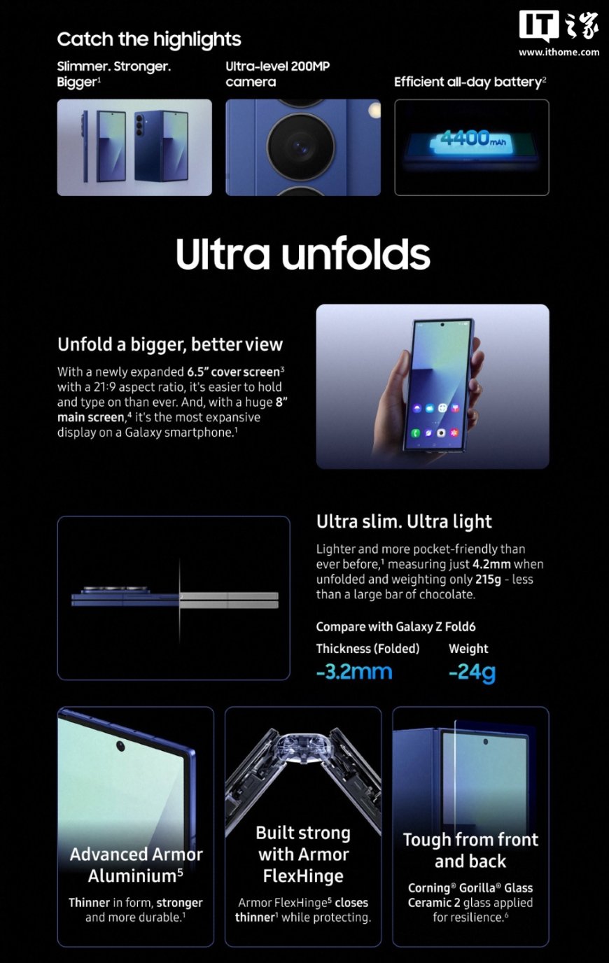 三星新品海报参数大曝光:Galaxy Z Fold / Flip7 折叠屏手机、Watch8 / Ultra 2025 智能手表...
