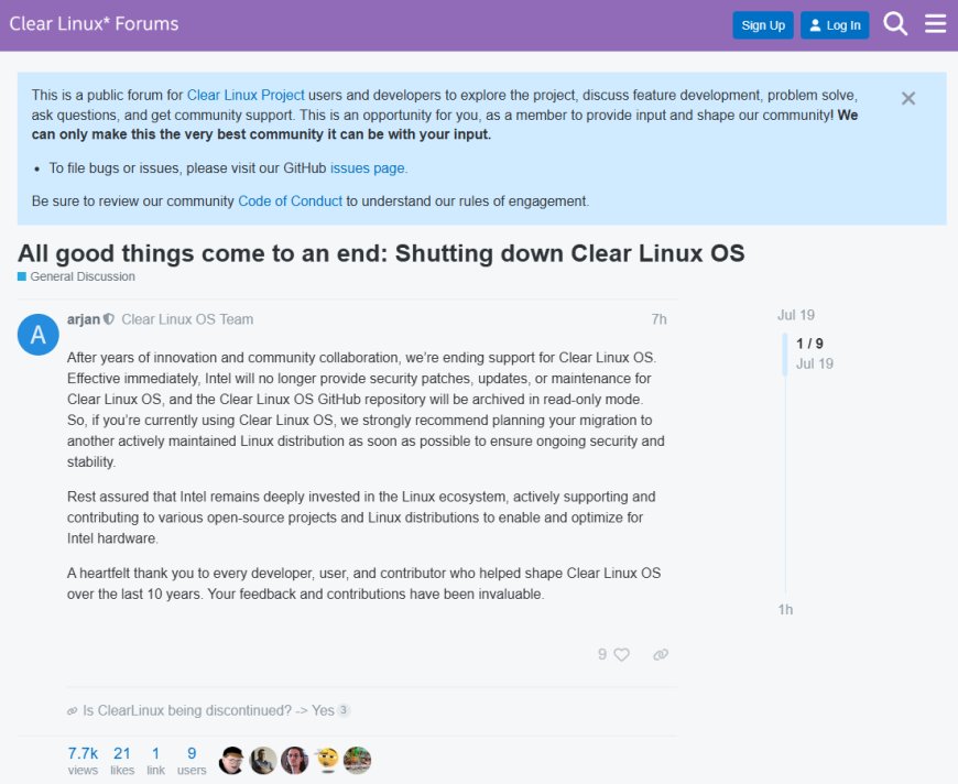 降本增效:英特尔宣布终止开发 Clear Linux OS 发行版